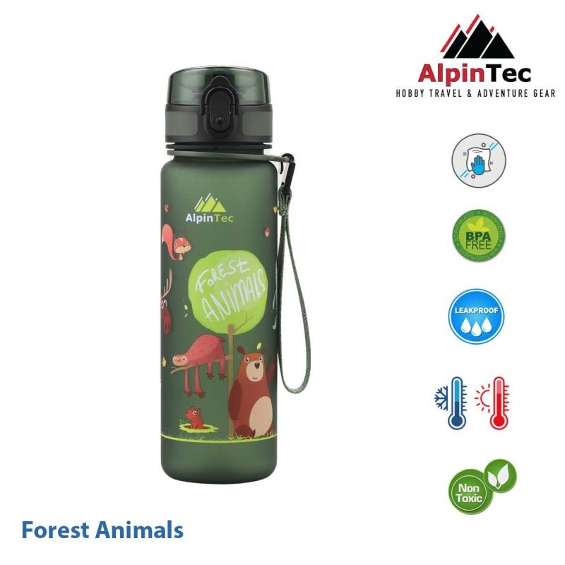 Παγούρι Πράσινο Forest Animals 500ml με στόμιο BPA Free, Alpin Tec