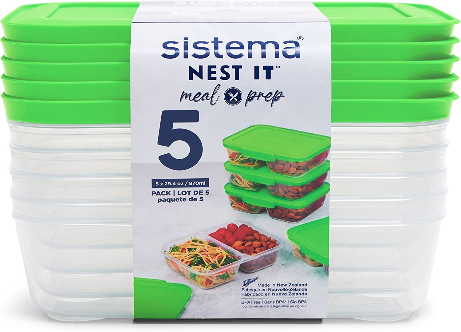 Αεροστεγή Δοχεία Τροφίμων 870ml 5 pack Nest It, Sistema