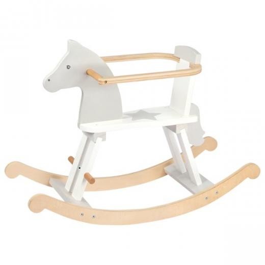 Κουνιστό Ξύλινο Ασπρο Αλογο με Προστατευτικό Rocking Horse, Goki