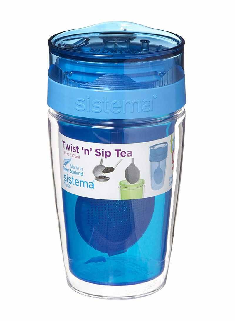 Ποτήρι Μεταφοράς Υγρών Μπλε Twist n Sip Tea 370ml, Sistema