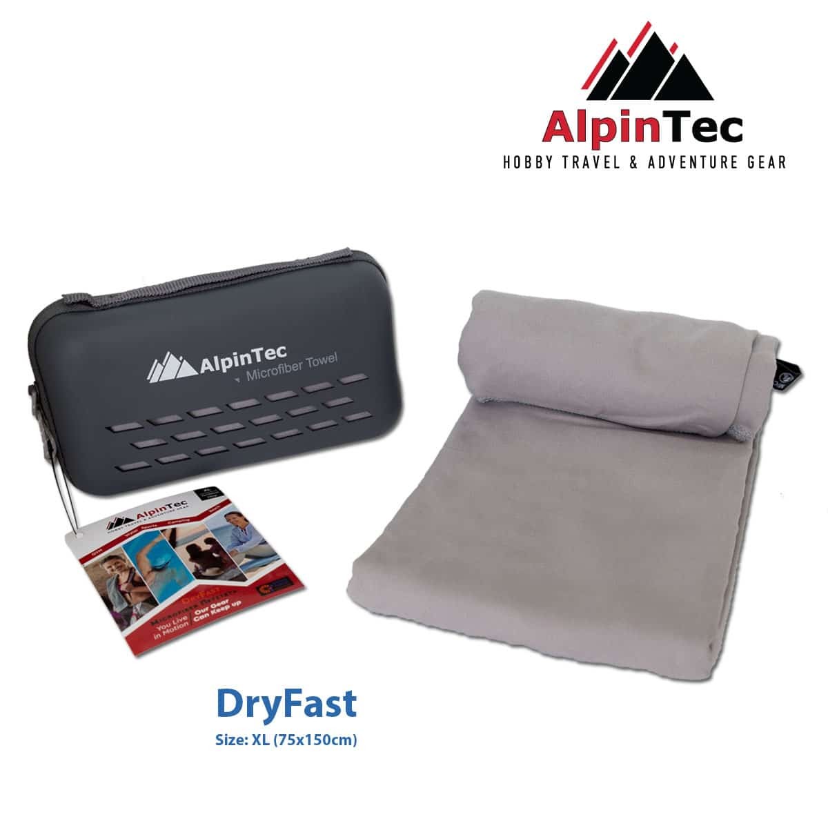 Πετσέτα Microfiber Dryfast Grey XL 75X150, Alpin Tec