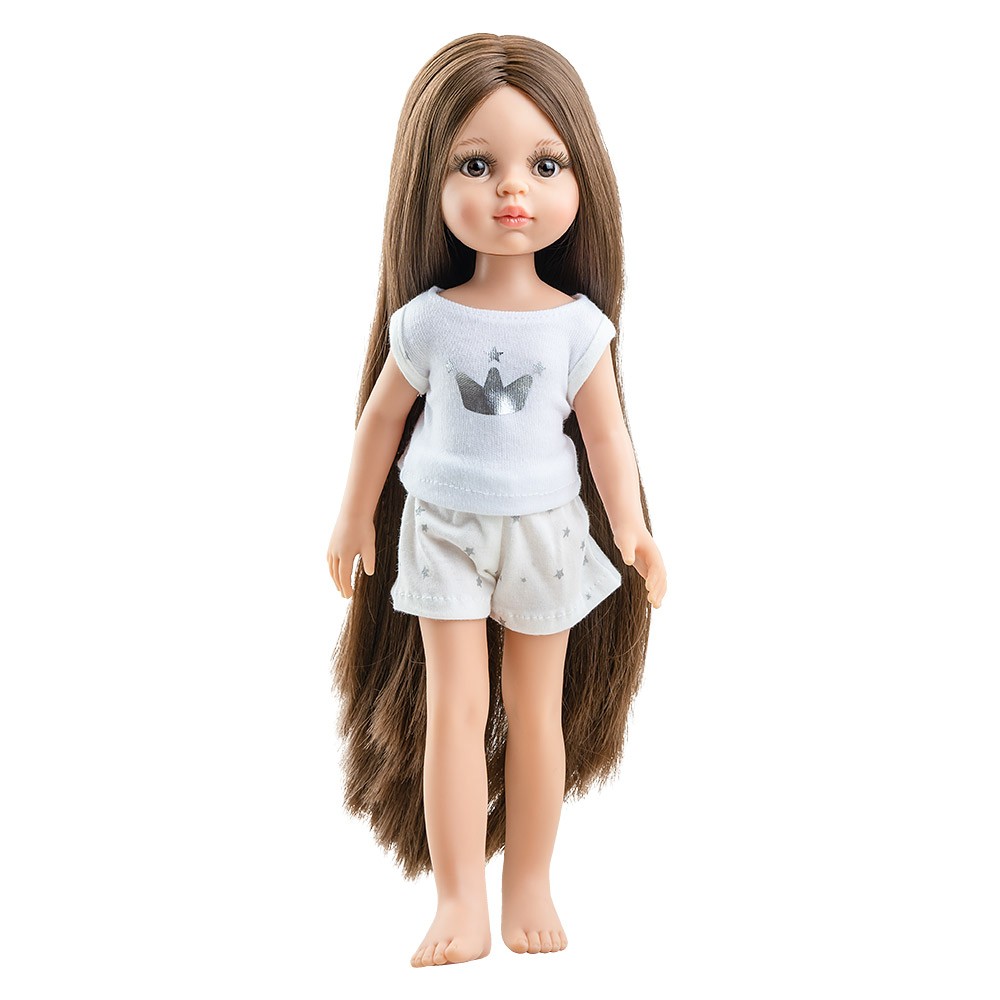 Κούκλα Πολύ Μακριά Καστανά Μαλλιά 32 εκ Amigas Pijamas, Paola Reina