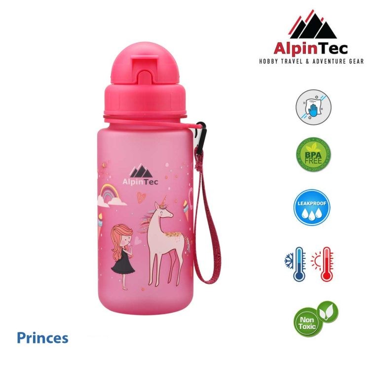 Παγούρι Ροζ Princess Με Καλαμάκι 400ml BPA Free, Alpin Tec