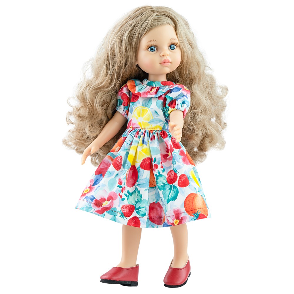 Κούκλα Ξανθιά Πολύχρωμο Φόρεμα Carla, Paola Reina