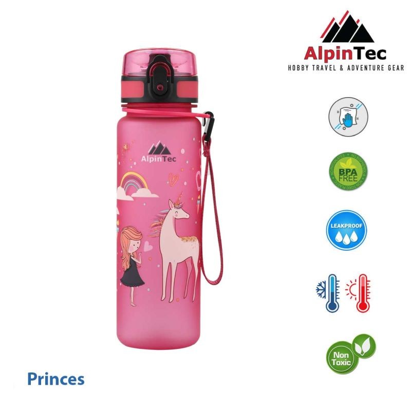 Παγούρι Ροζ Princes Unicorn 500ml με στόμιο BPA Free, Alpin Tec