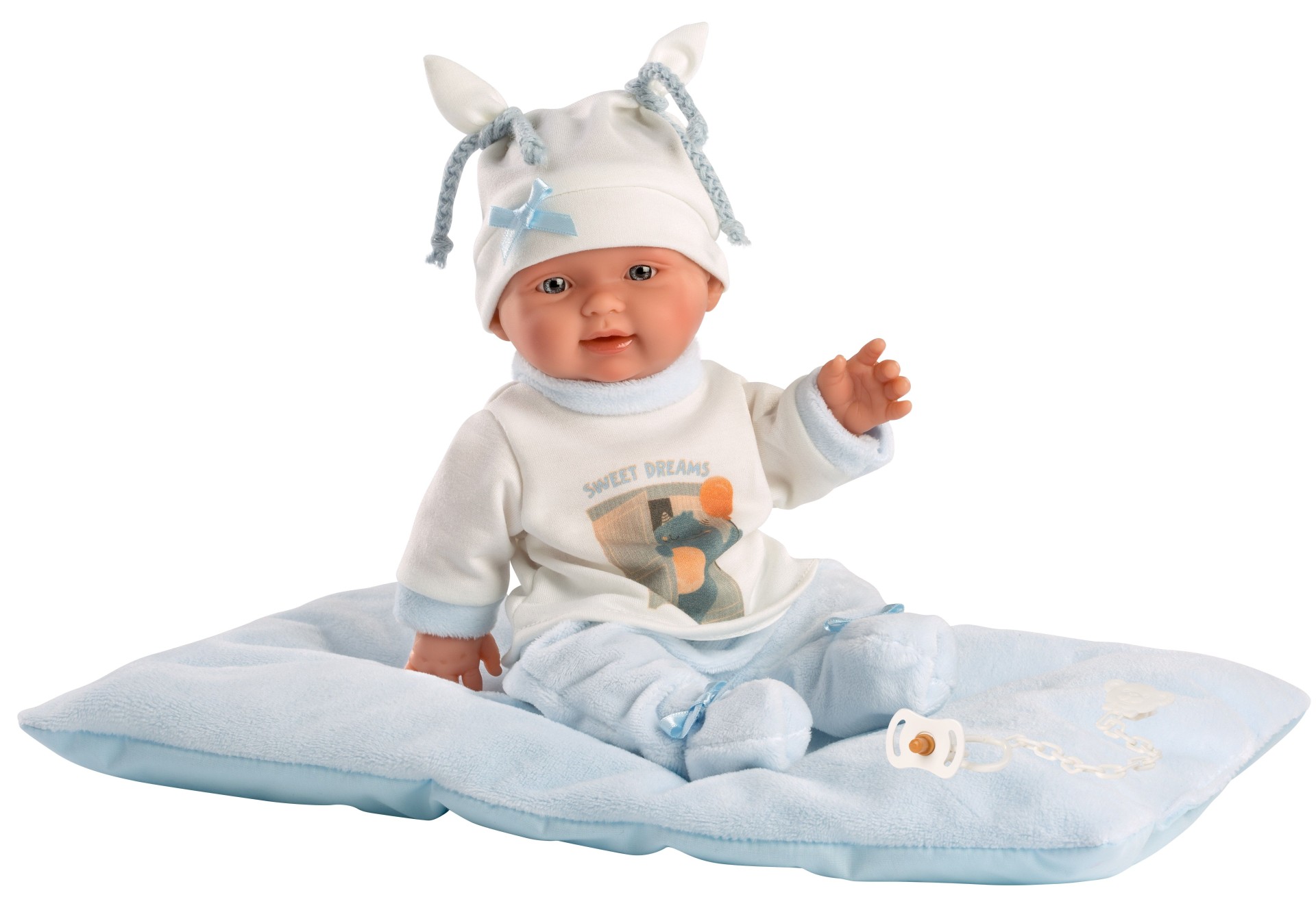 Κούκλα Μωρό Αγόρι 26εκ Μπλε Ρούχα Και Μαξιλάρι, Llorens
