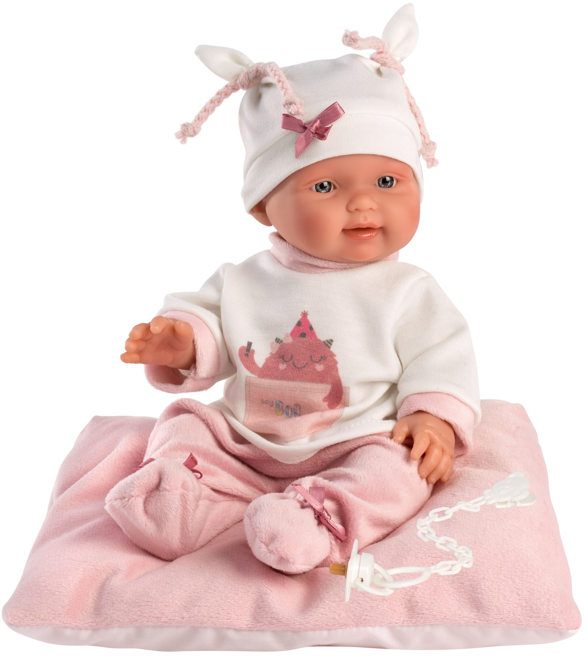Κούκλα Μωρό Κορίτσι 26εκ Ροζ Ρούχα Και Μαξιλάρι, Llorens